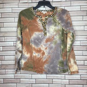 Umgee USA Heathered‎ Brown Grey Top Long Sleeve Shirt - Women's Small Blouse